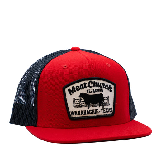 tejas-bbq-patch-hat-red-black-g9 RedMCwCowFlatBill.jpg